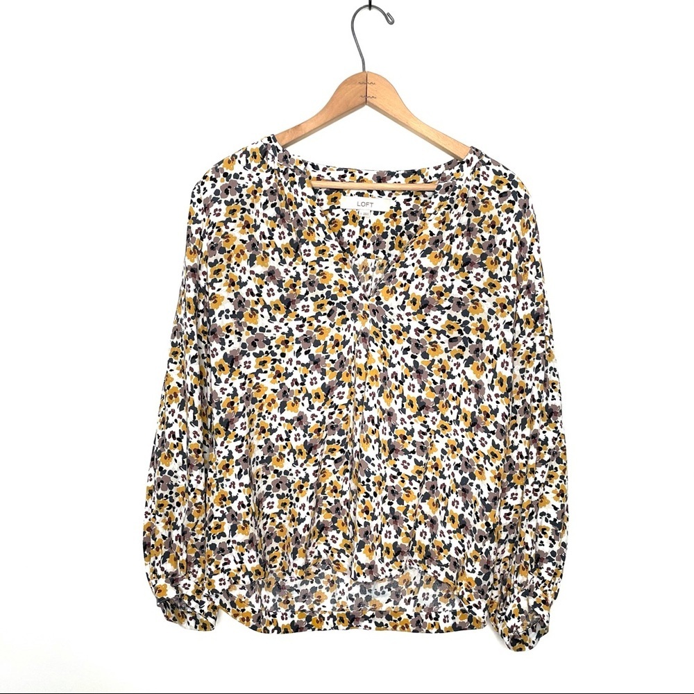Loft | Floral V-Neck Long Sleeve Blouse